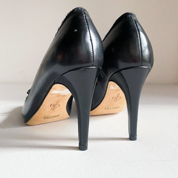 Cole Haan Classic Black LEather Cow Skin Corset Detail Heels 6.5B - Picture 4 of 9